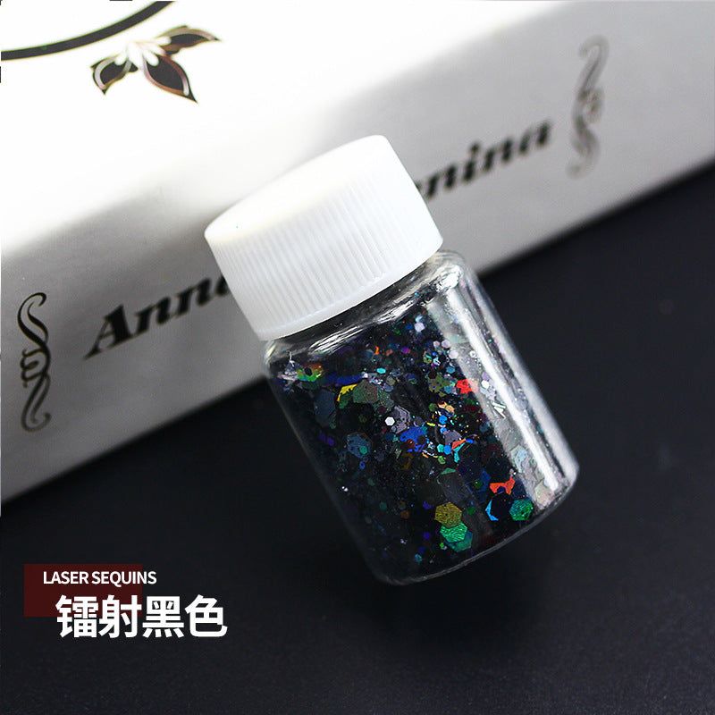 Wholesale Mixed Sequins Laser Colorful Glitter Powder Nail Art Crystal Drip Glue Flow Hemp Filler Gold Powder